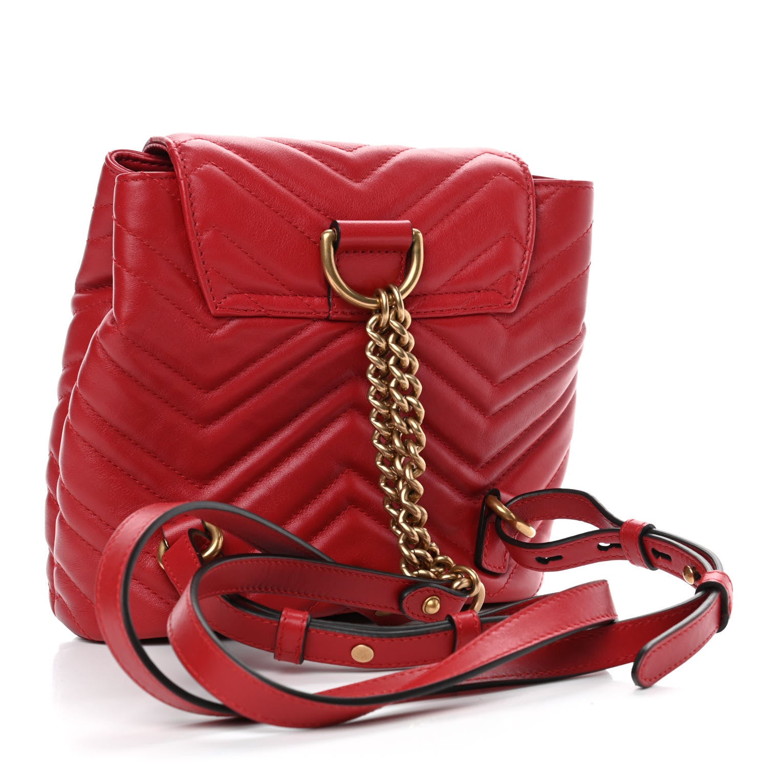 Gucci Calfskin Matelasse GG Marmont Flap Backpack Hibiscus Red 2 of 4