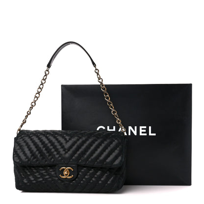 Chanel Iridescent Calfskin Surpique Chevron Large Flap Black 12 of 12