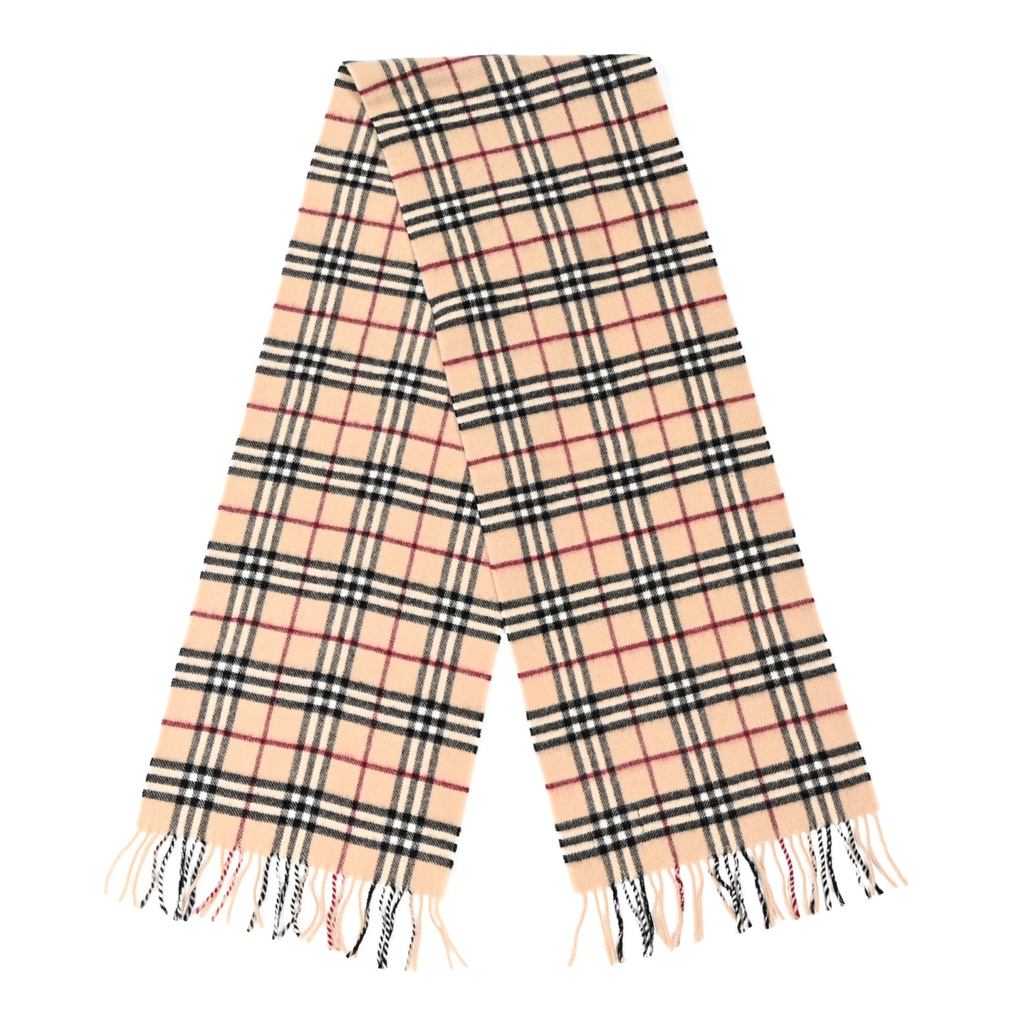 Wool House Check Fringe Scarf Camel