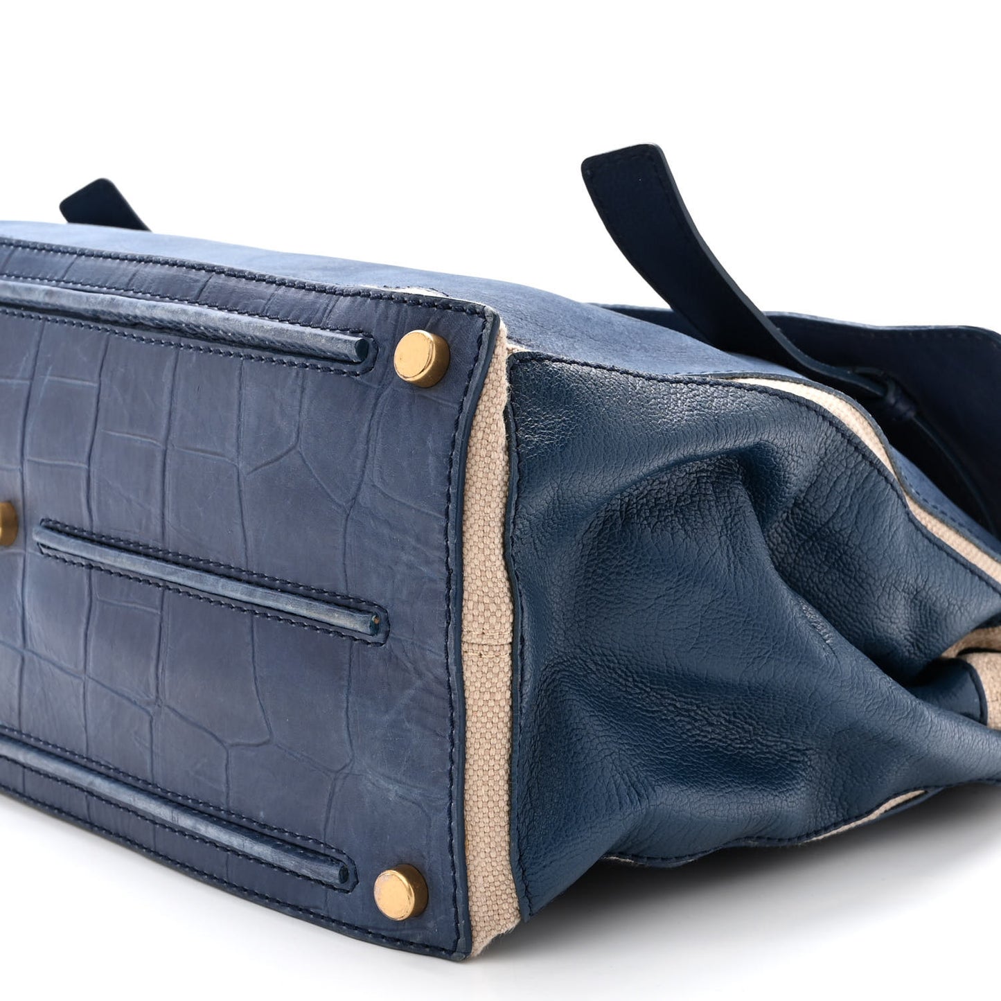 Calfskin Nubuck Crocodile Embossed Large Muse Two Blue