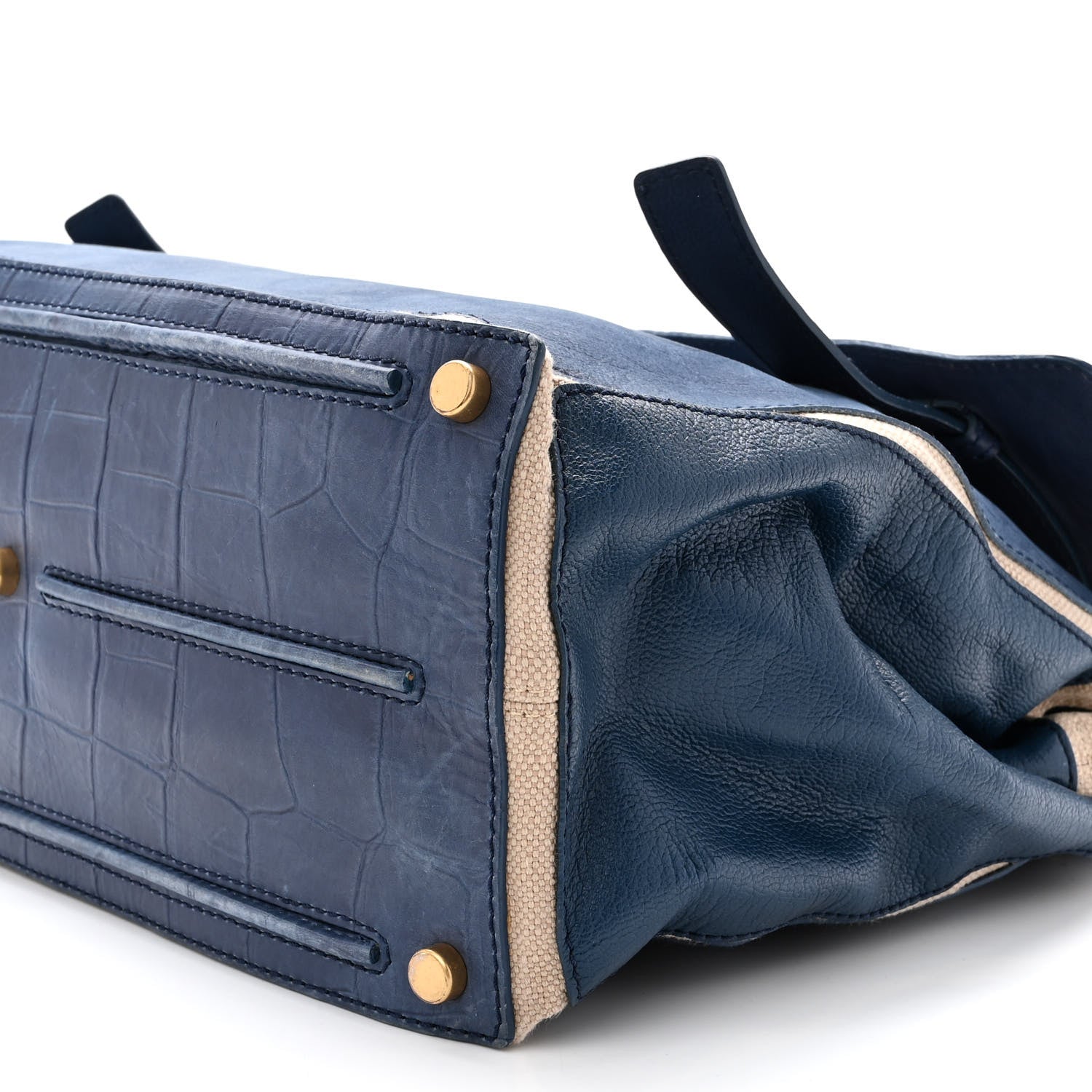 Saint Laurent Calfskin Nubuck Crocodile Embossed Large Muse Two Blue 9 of 13