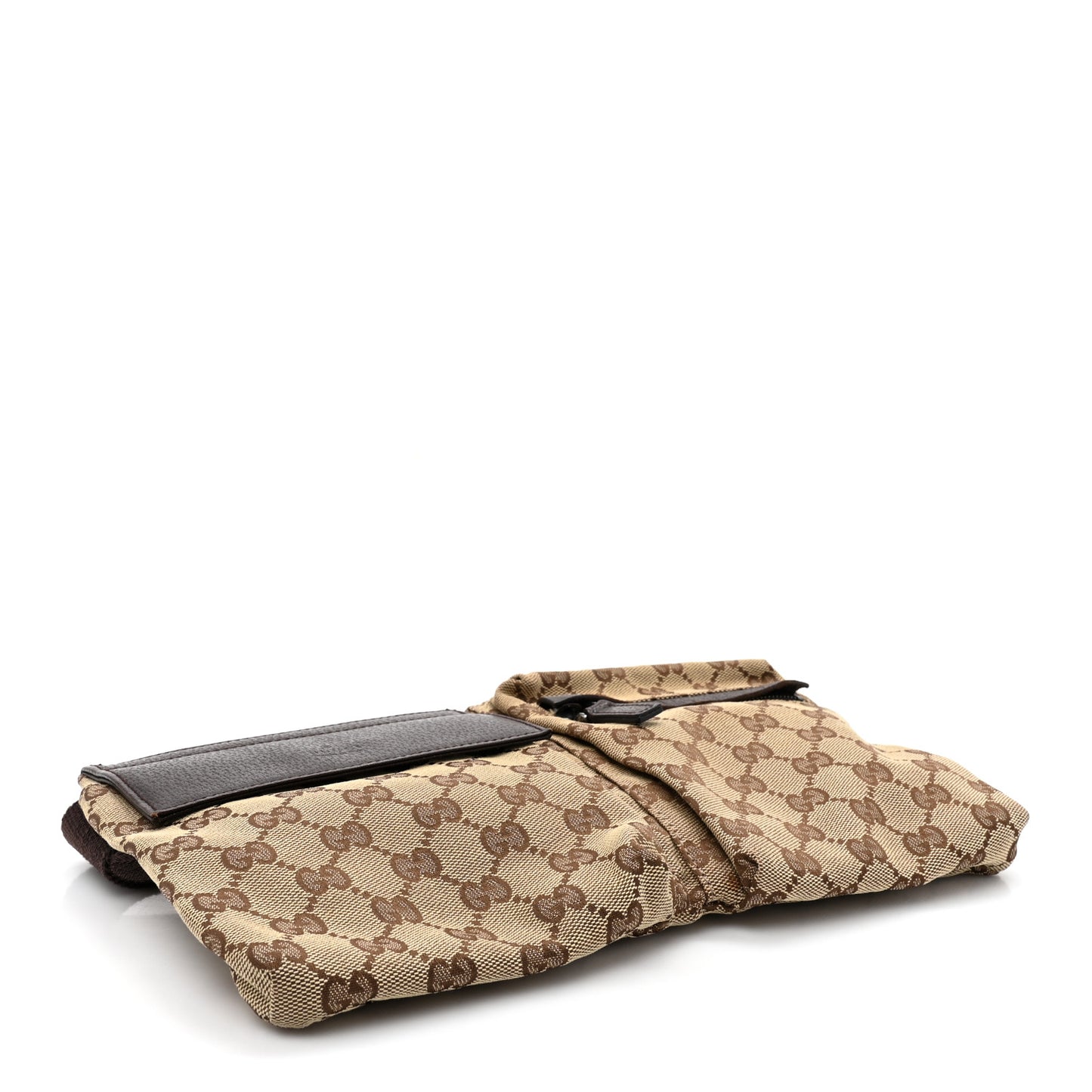 GG Monogram Double Pocket Belt Bag Dark Brown
