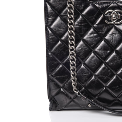 Chanel Glazed Calfskin Quilted Small Perfect Edge Shopping Tote Black 8 of 9