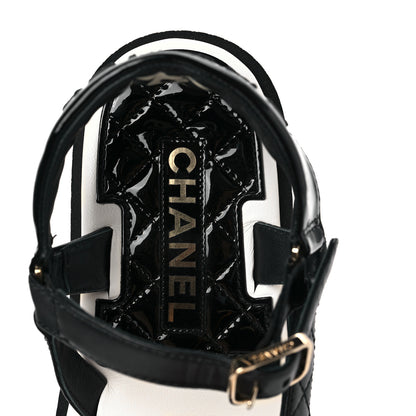 Chanel Lambskin Logo Platform Sandals 37 Black White 7 of 8
