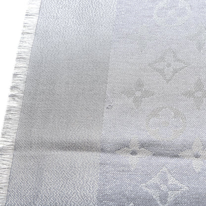 Louis Vuitton Silk Lurex Wool Monogram Shine Shawl Charcoal Grey 5 of 6