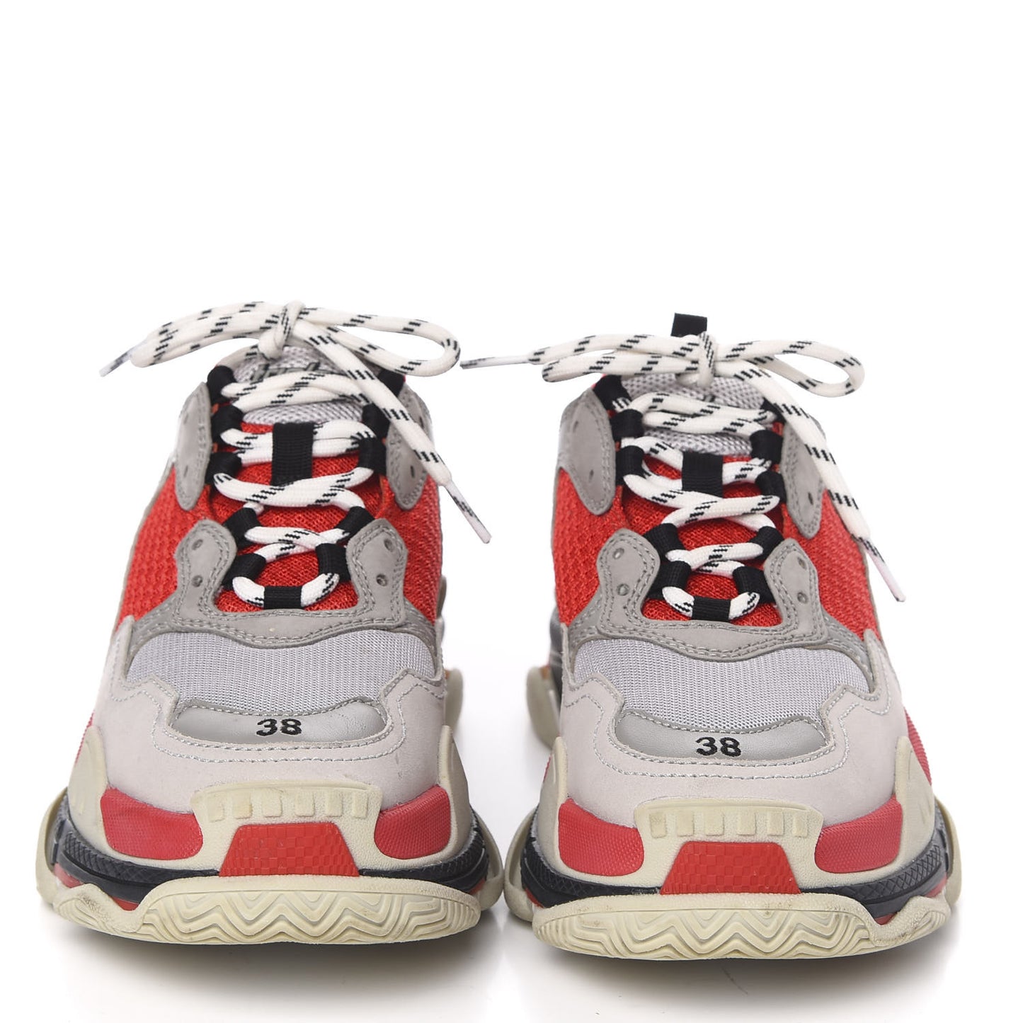 Fabric Mesh Womens Triple S Sneakers 38 Red Grey White