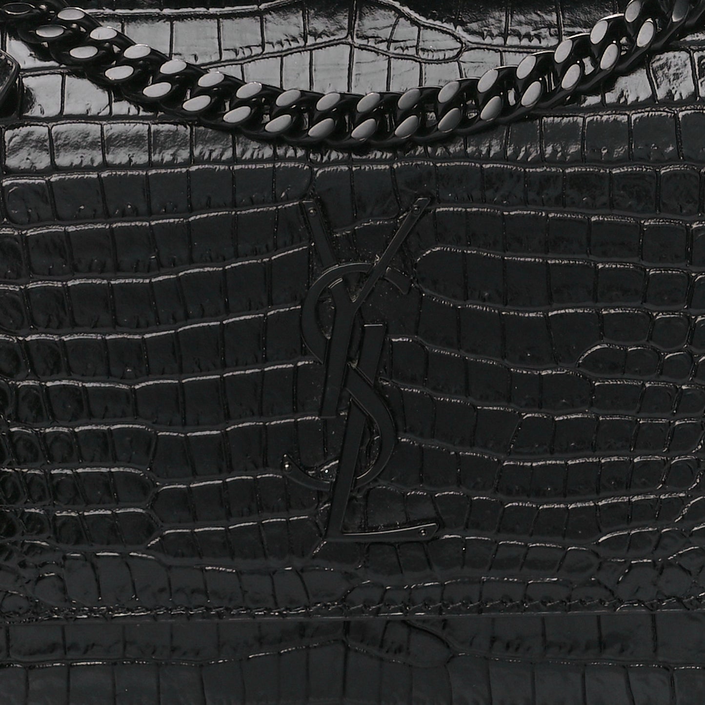 Calfskin Crocodile Embossed Medium Monochrome Monogram Sunset Black