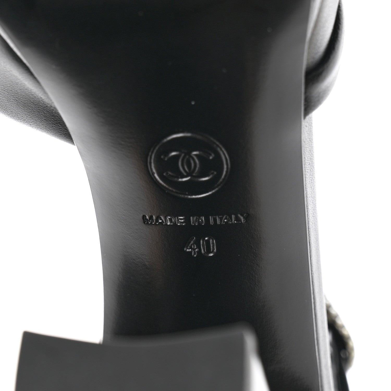 Chanel Lambskin Pearl CC Sandals 40 Black 7 of 9