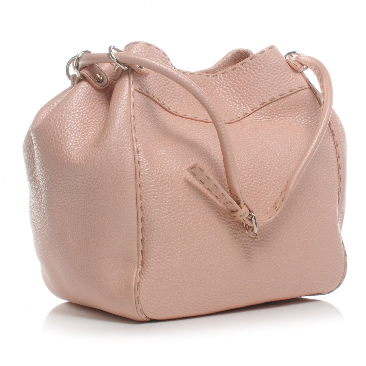 Calfskin Romano Selleria Bucket Hobo Pink