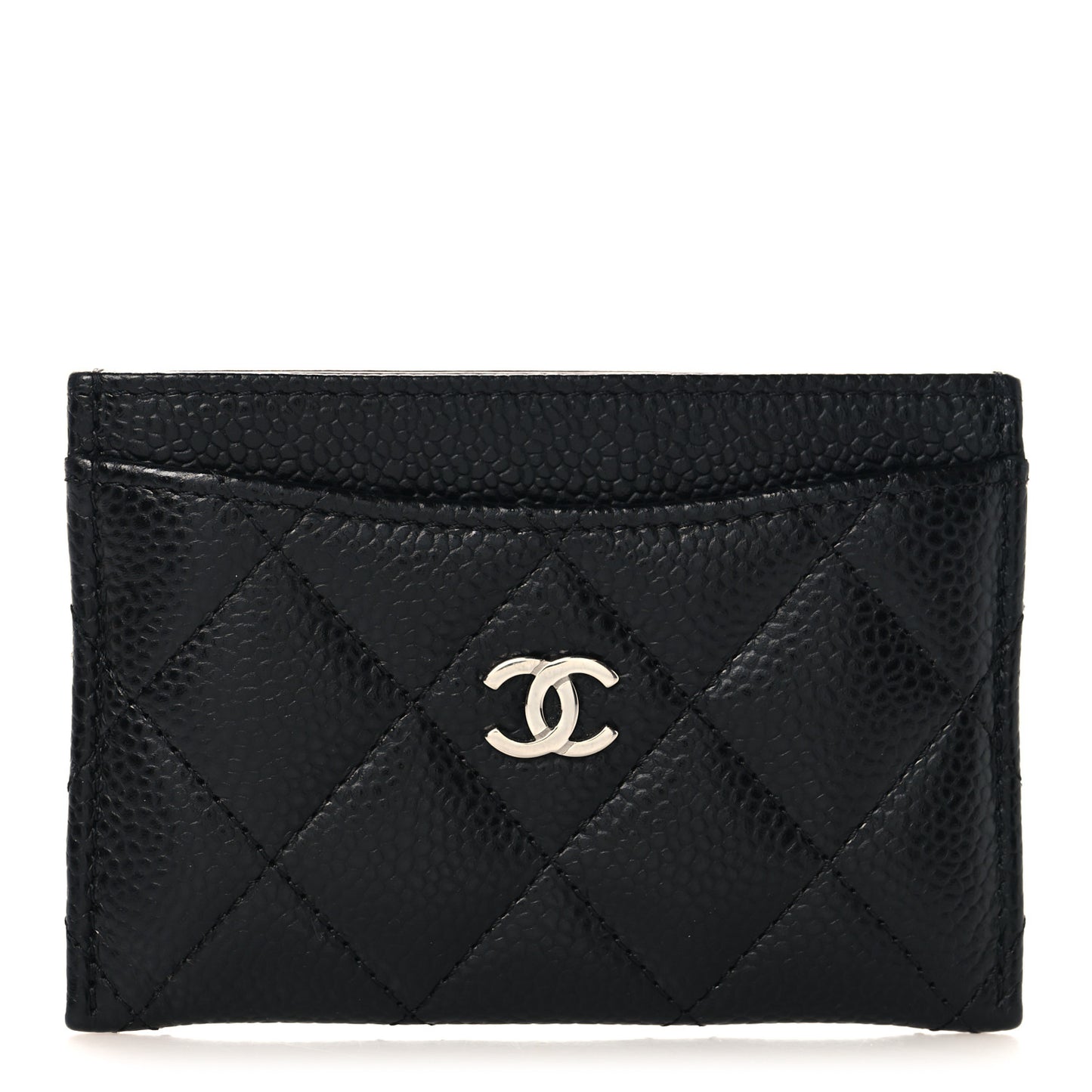 Caviar Quilted Card Holder Black