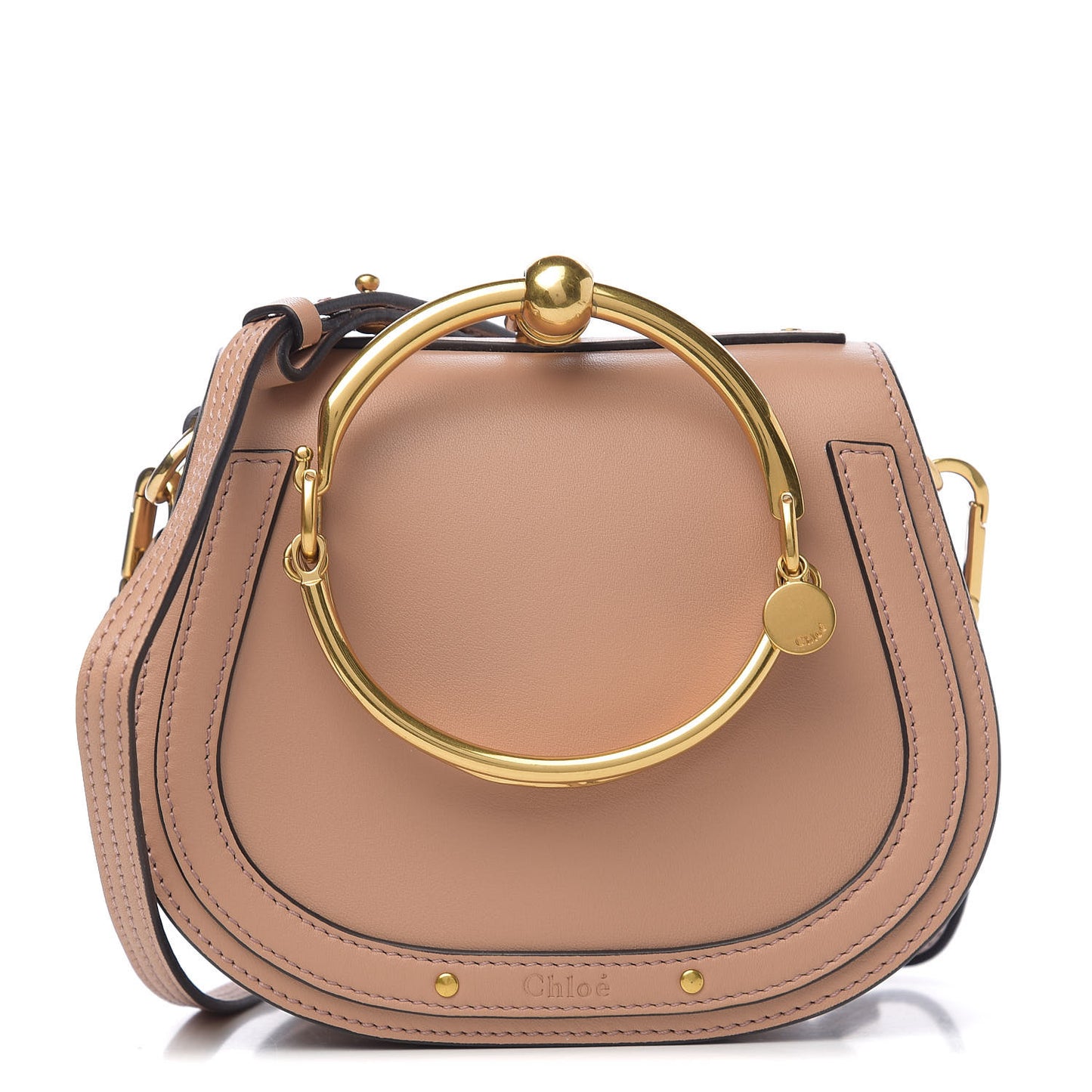 Calfskin Suede Small Nile Bracelet Bag Biscotti Beige