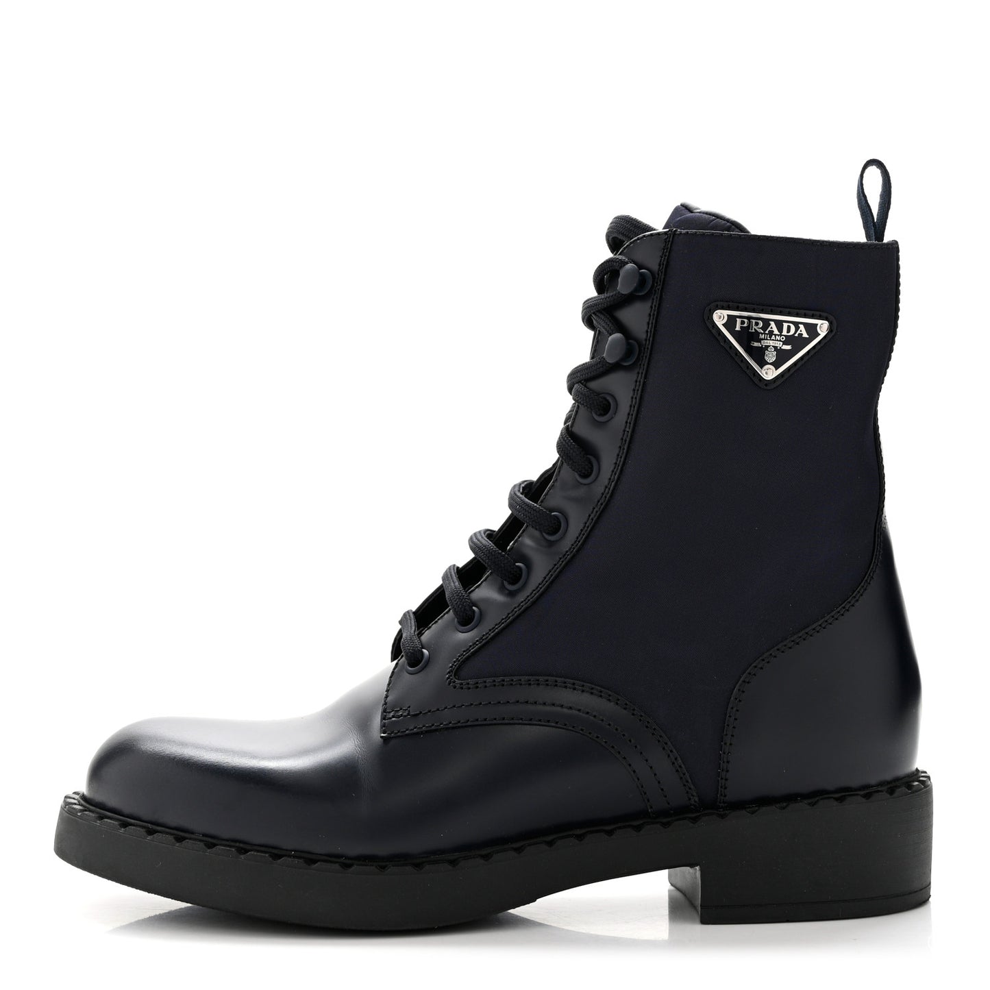 Spazzolato Re-Nylon Metal Triangle Logo Womens 50mm Combat Boots 41 Bleu