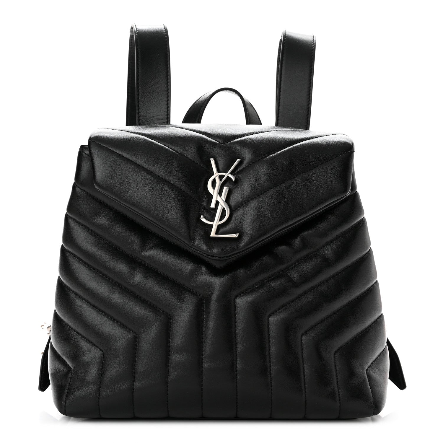 Saint Laurent Calfskin Y Quilted Monogram Small Loulou Backpack Black 1 of 10