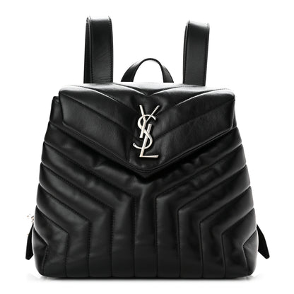 Saint Laurent Calfskin Y Quilted Monogram Small Loulou Backpack Black 1 of 10