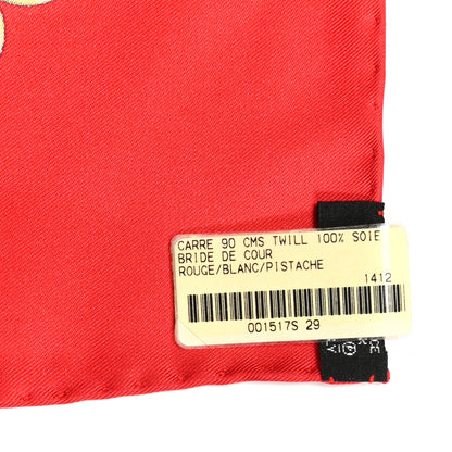 Hermes Silk Bride De Cour Remix Shawl 90 Rouge Blanc Pistache 4 of 4