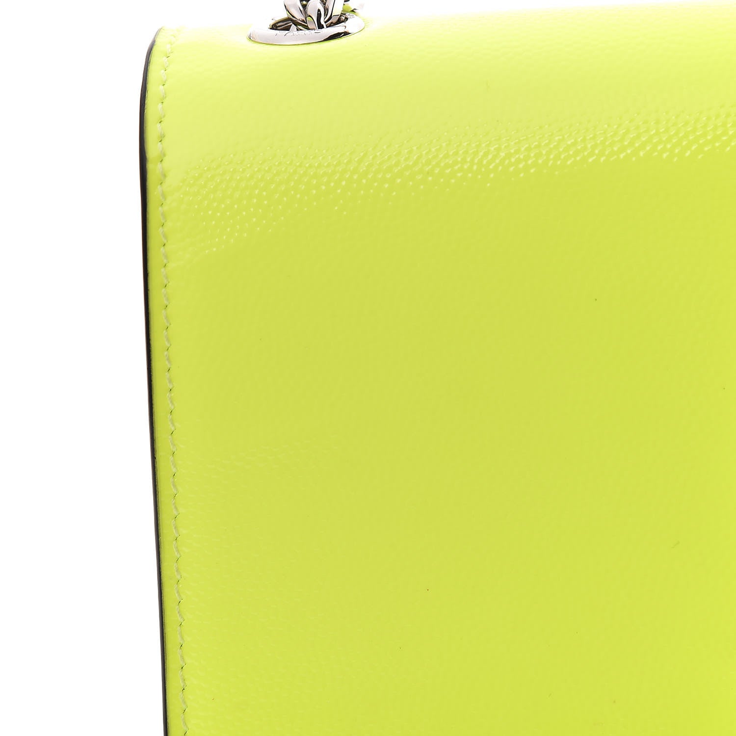 Saint Laurent Patent Grain de Poudre Small Monogram Kate Satchel Neon Yellow 12 of 13