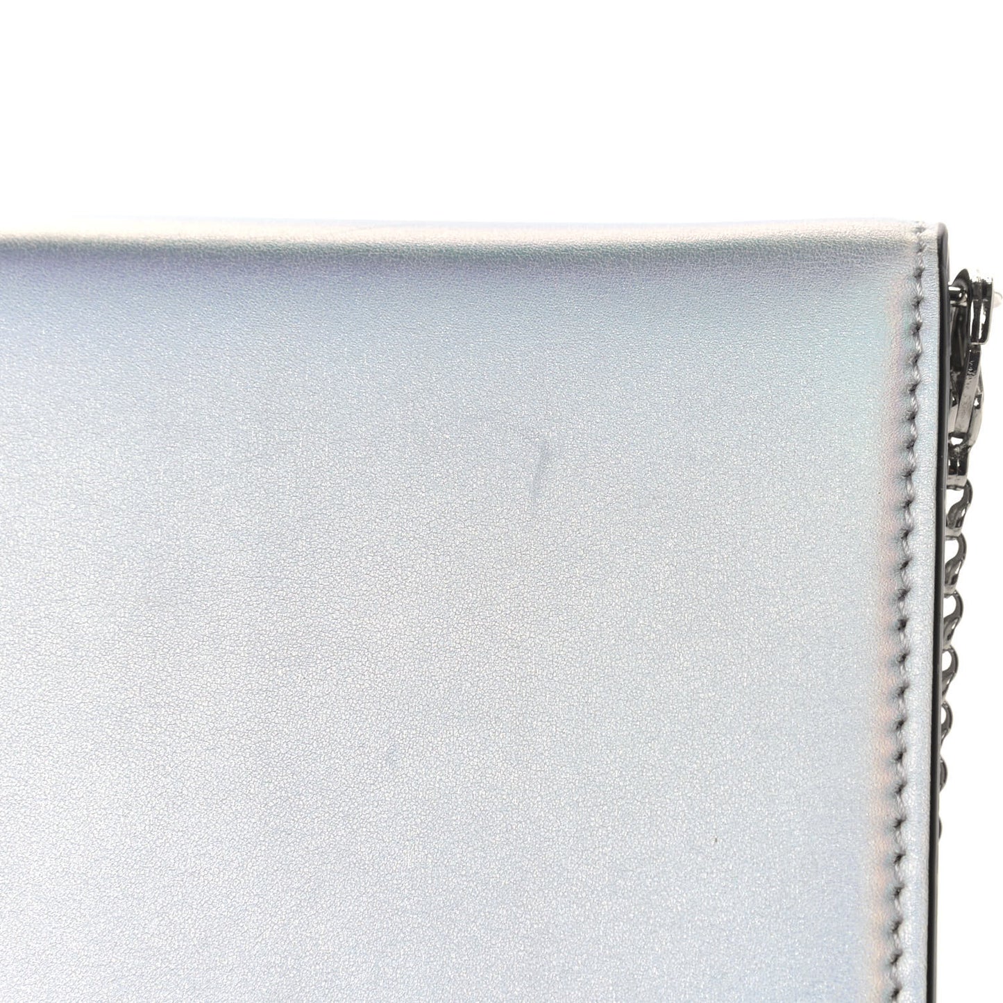 Iridescent Calfskin Loubi54 Crossbody Clutch Silver