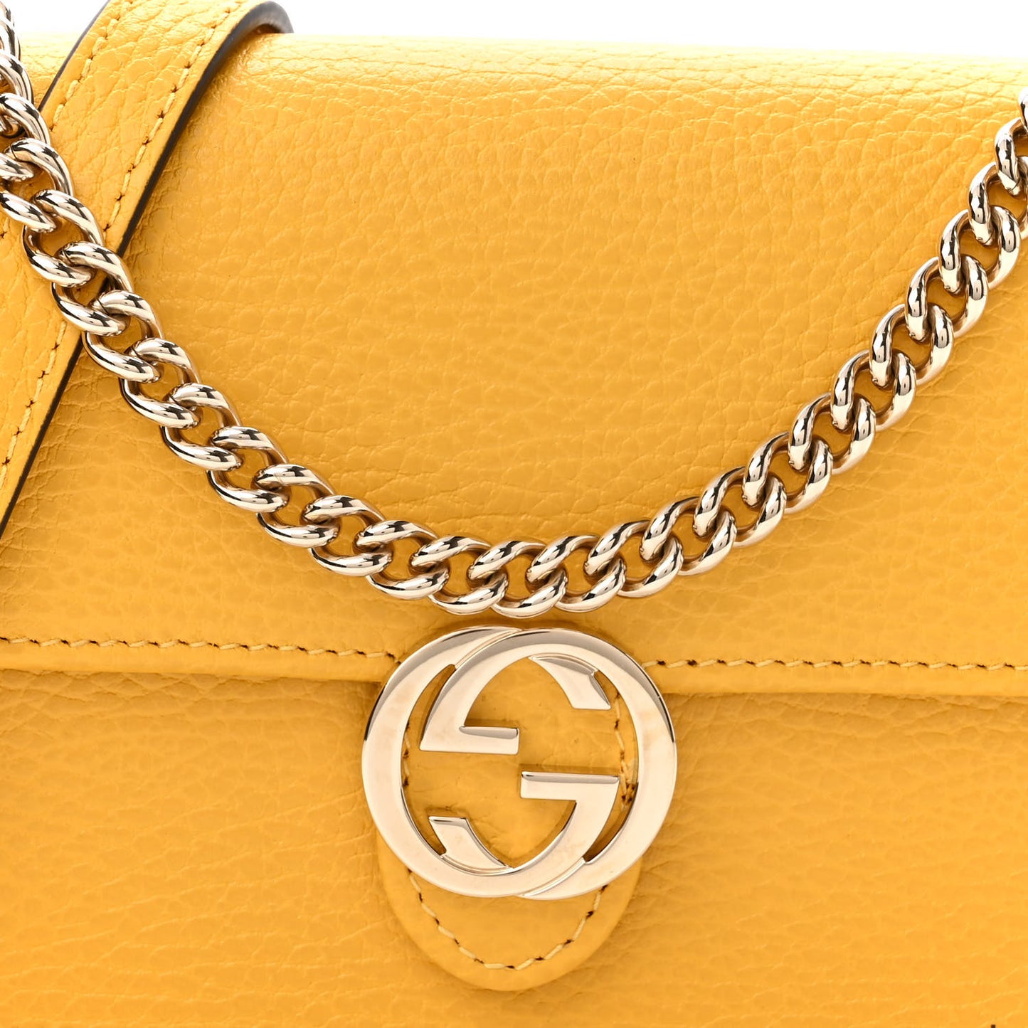 Dollar Calfskin Interlocking G Chain Wallet New Buttercup