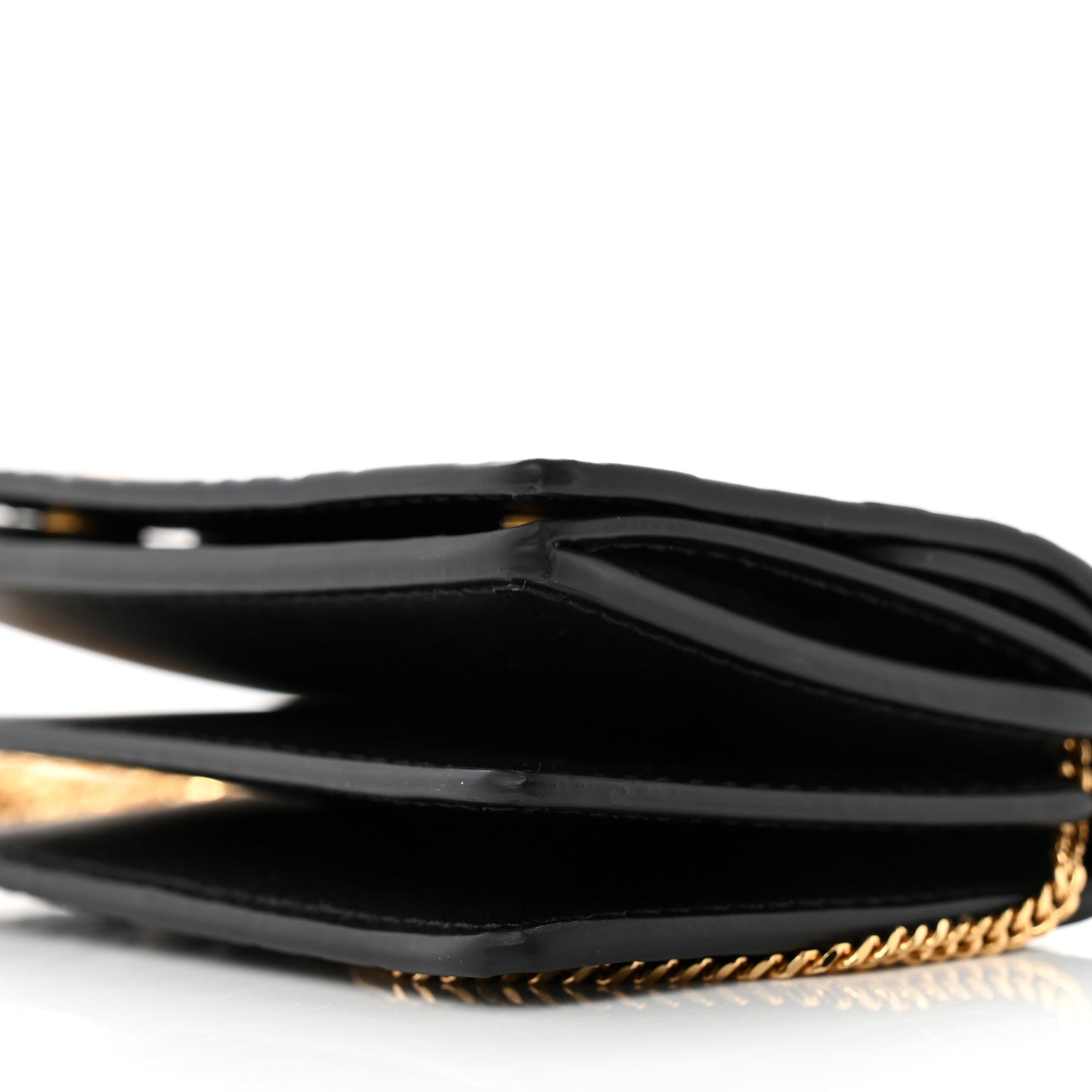 Calfskin Embossed Monogram Chain Card Case Black