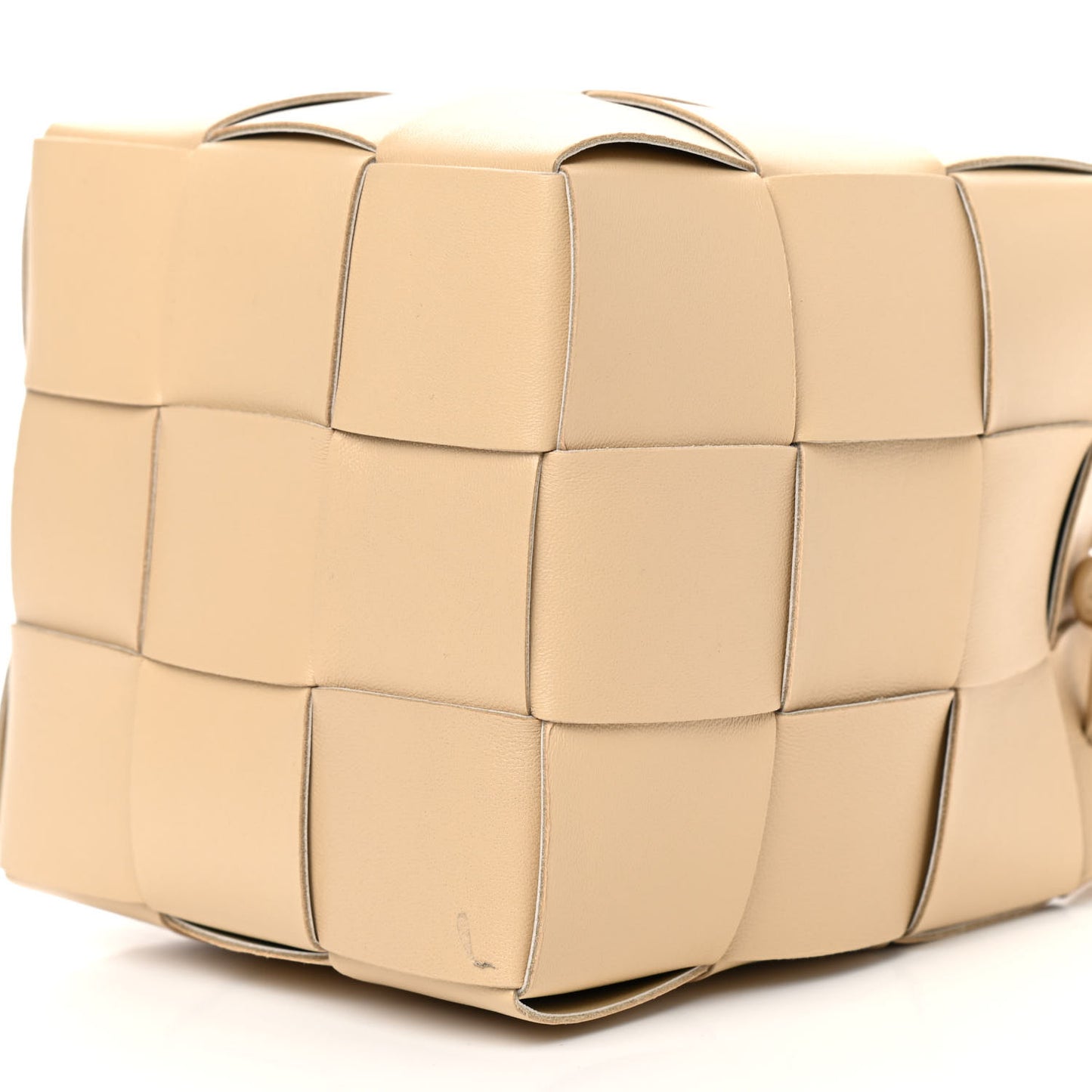 Lambskin Intreccio Small Crossbody Bucket Bag Porridge