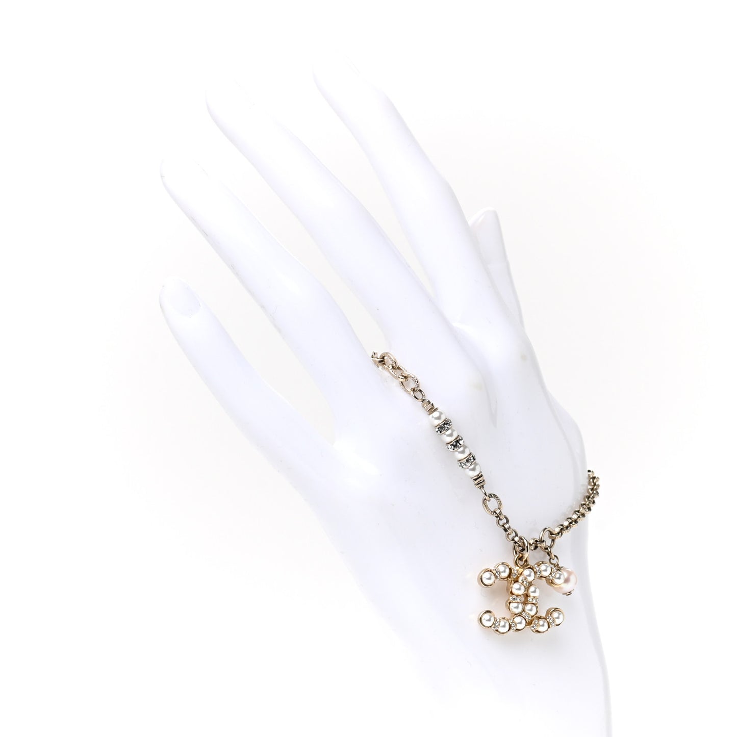 Pearl Crystal Nefertiti CC Bracelet Gold