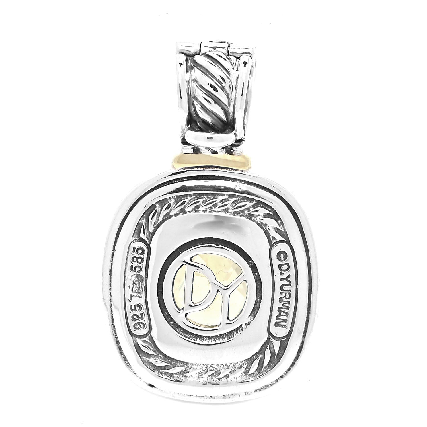 David Yurman Sterling Silver 14K Yellow Gold Prasiolite Albion Pendant 3 of 5