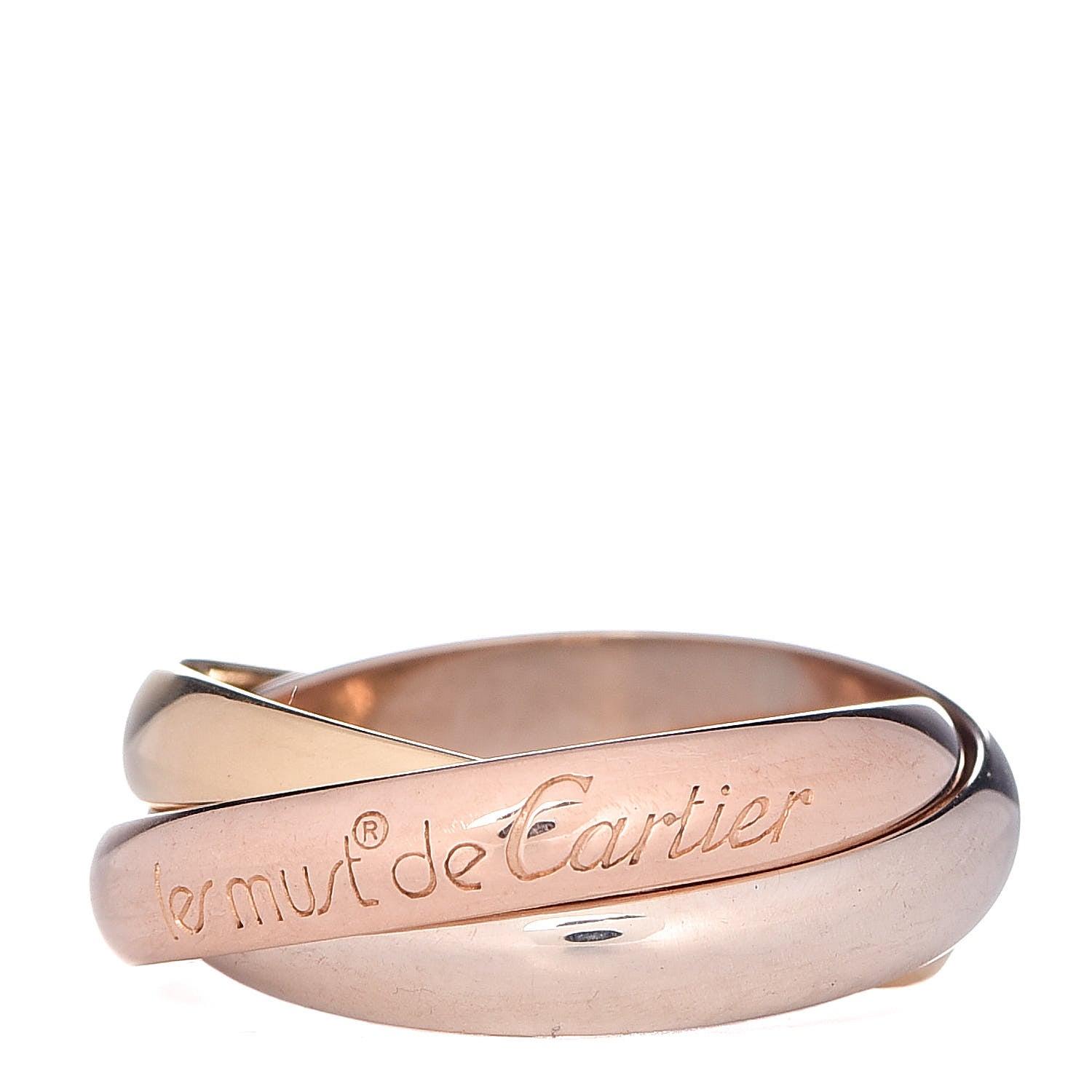 Cartier 18K Pink Yellow White Gold Classic Les Must De Trinity Ring 52 6 1 of 5
