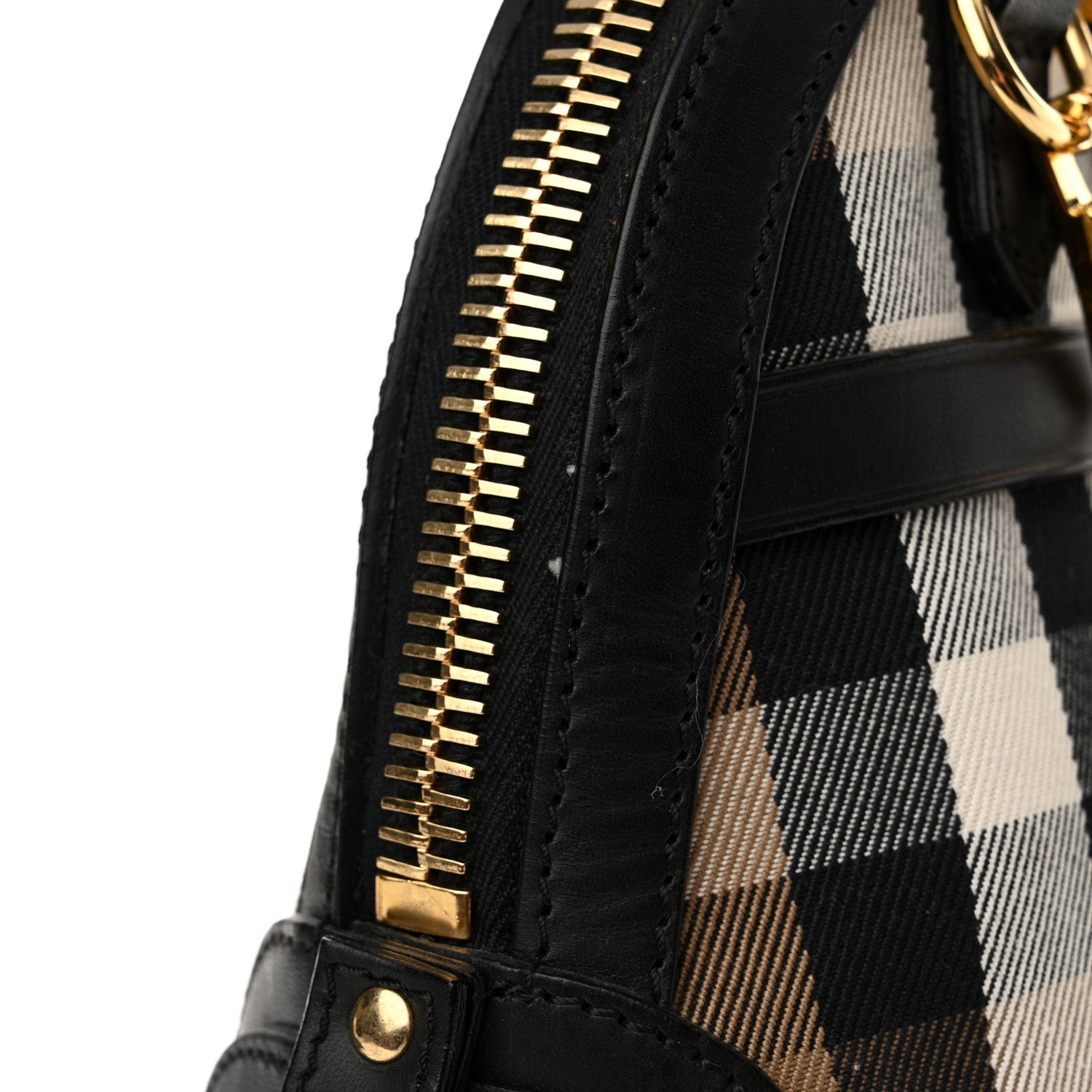 Burberry Bridle Calfskin House Check Small Orchard Bowling Bag Black 14 of 19