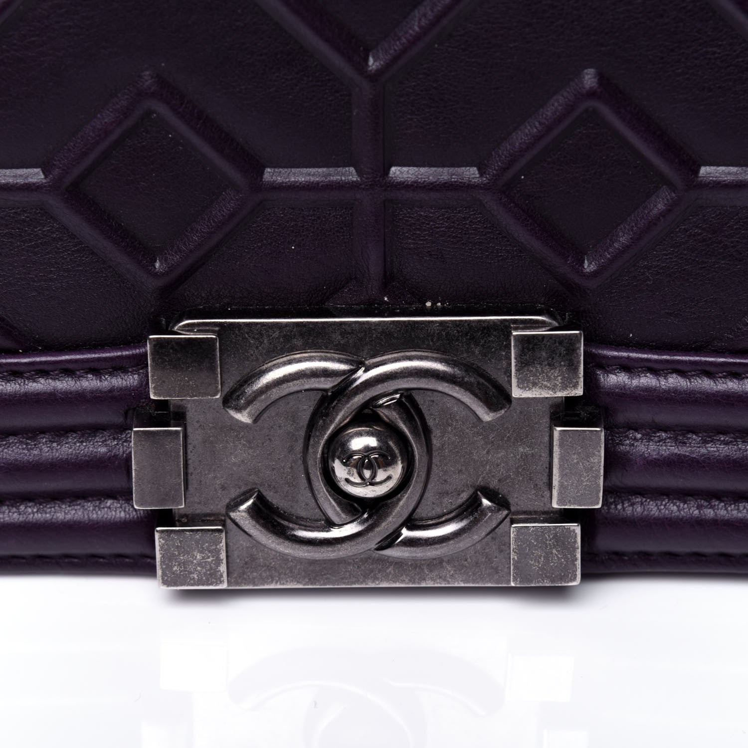 Chanel Calfskin Crystal Embossed Small Boy Flap Plum 19 of 20