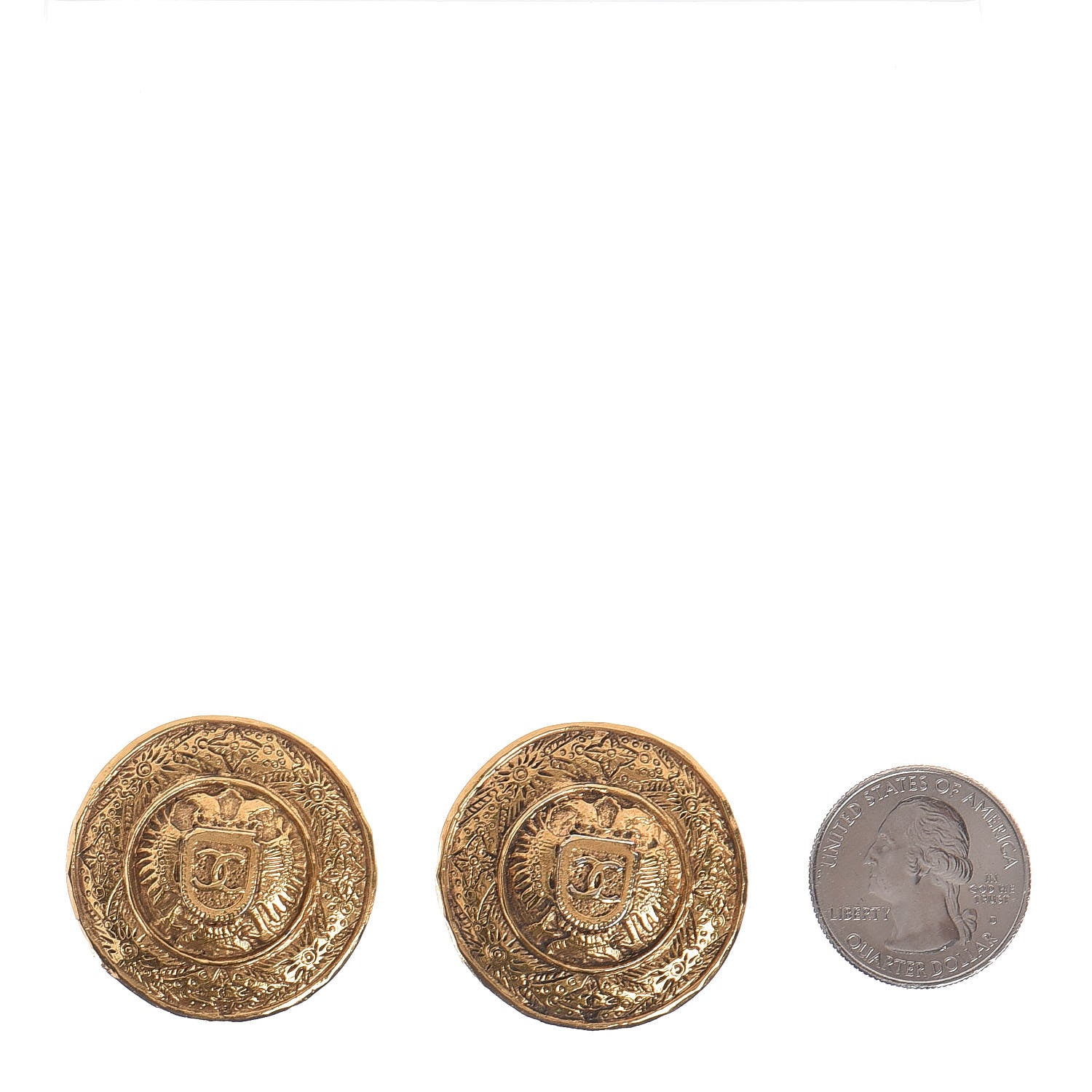 Chanel Round CC Clip On Earrings Gold 2 of 4