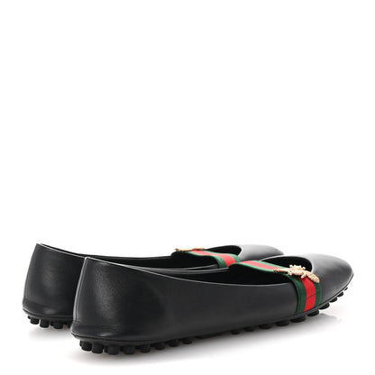 Gucci Calfskin Bayadere Bee Ballerina Flats 38.5 Black 5 of 10