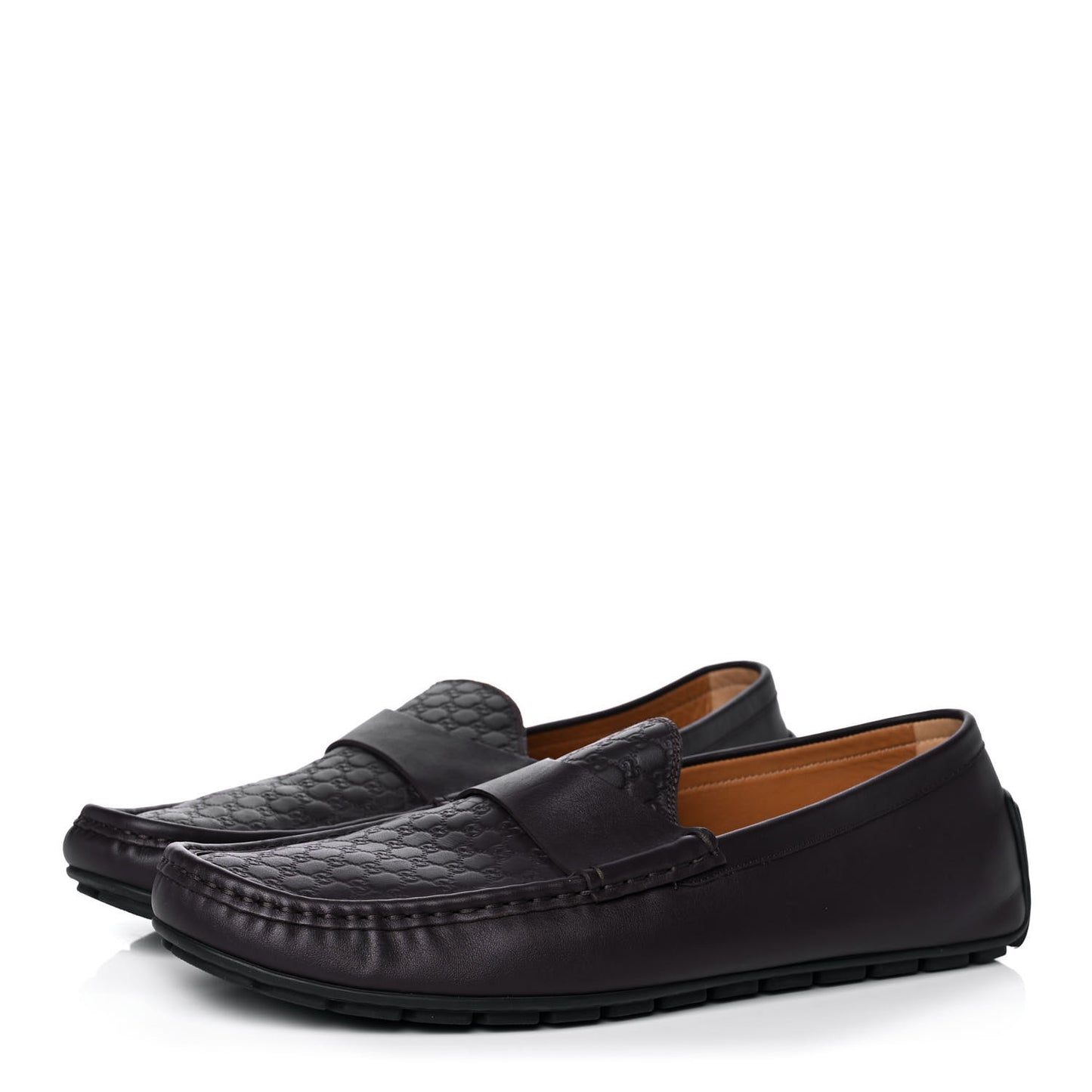 Calfskin Miro Soft Microguccissima Mens Driver Loafers 12 Dark Brown