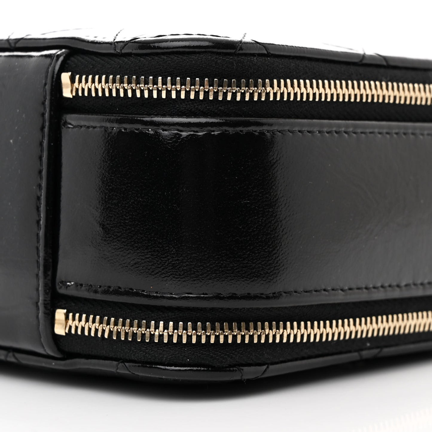 Shiny Lambskin Quilted CC Vanity Case Black