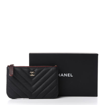 Chanel Caviar Chevron Quilted Small Cosmetic Case Black 8 of 8