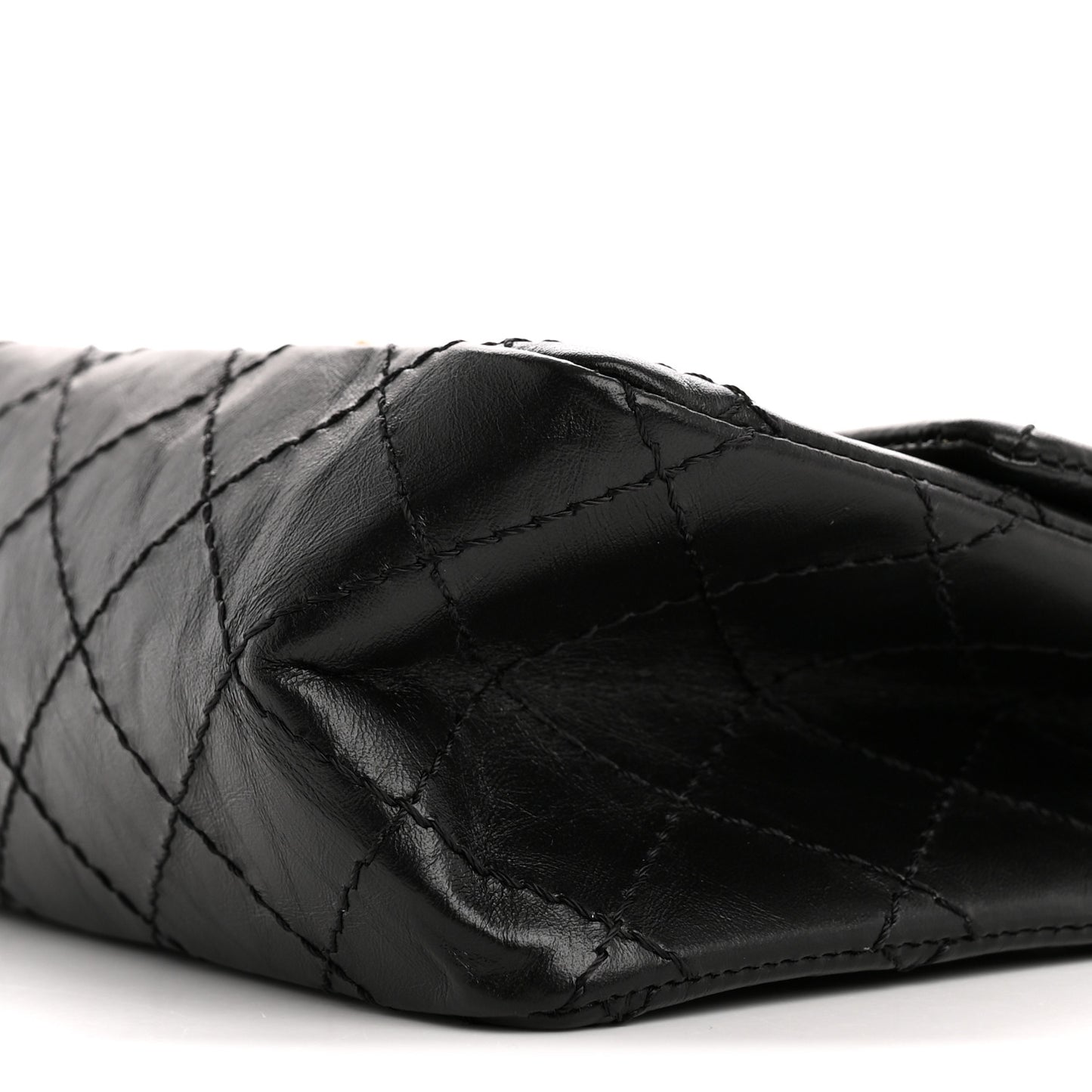 Aged Calfskin Quilted 2.55 Reissue Mini Flap Black