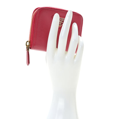 Prada Saffiano Metal Zip Coin Purse Fuoco 2 of 12