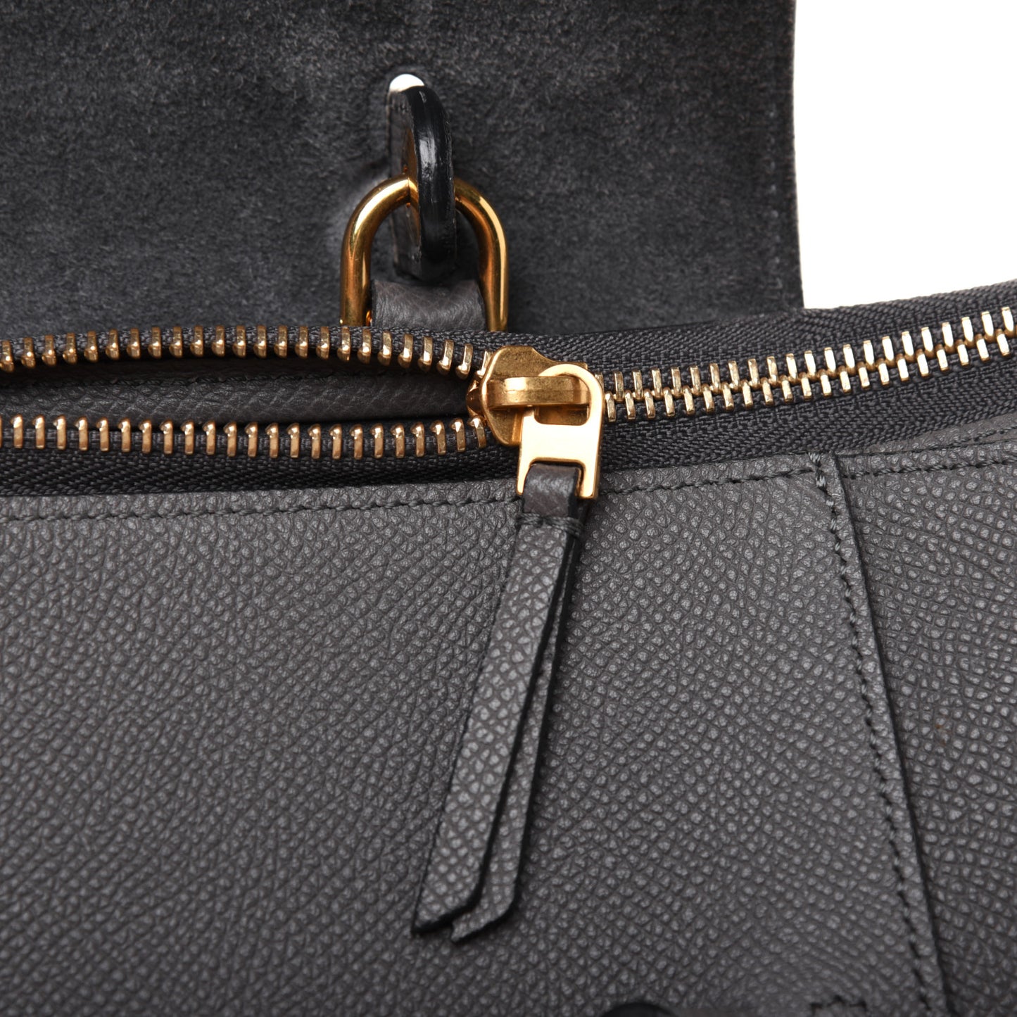 Grained Calfskin Mini Belt Bag Grey