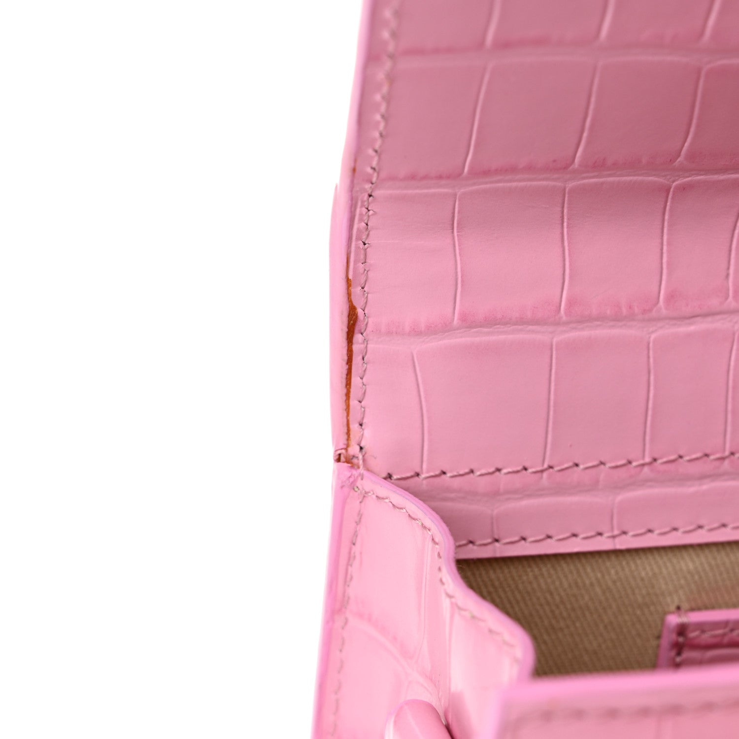 Jacquemus Calfskin Crocodile Embossed Le Grand Bambino Pink 13 of 15