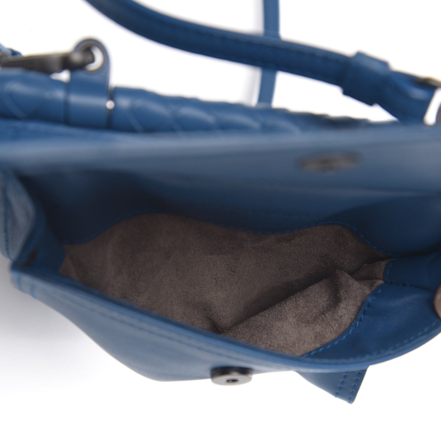 Goatskin Intrecciato Crossbody Messenger Blue