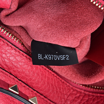Valentino Garavani Pebbled Calfskin Medium Rockstud Tote Deep Fuxia 7 of 10