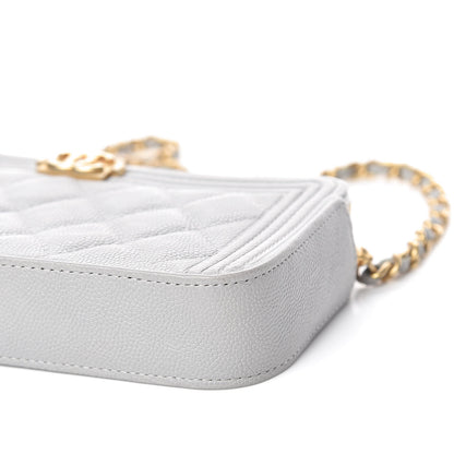 Chanel Caviar Quilted Small Boy Clutch With Chain Grey 14 of 14