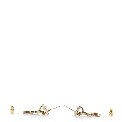Chanel Metal Crystal CC Drop Earrings Gold 3 of 5