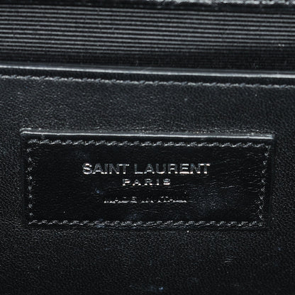 Saint Laurent Calfskin Crocodile Embossed Medium Classic Monogram Kate Tassel Satchel Black 6 of 6
