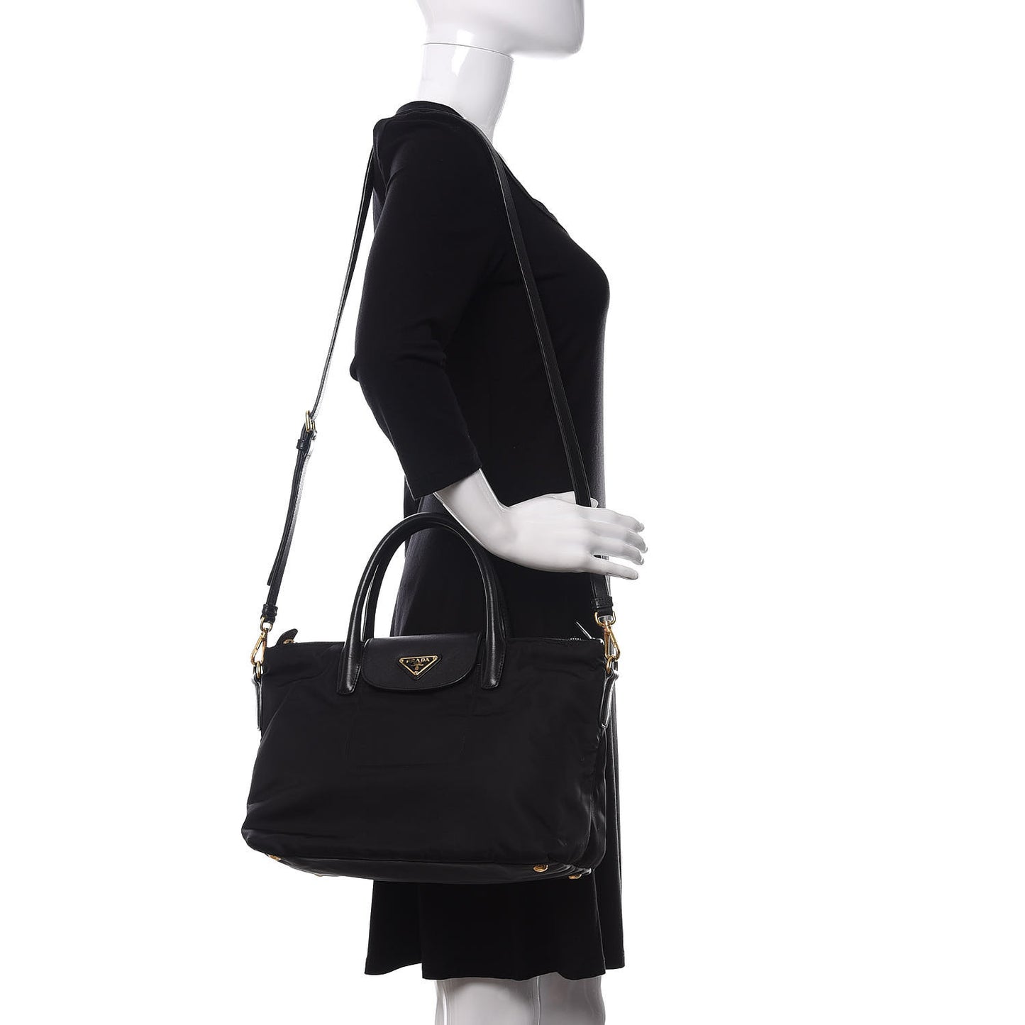 Saffiano Tessuto Nylon Tote Black