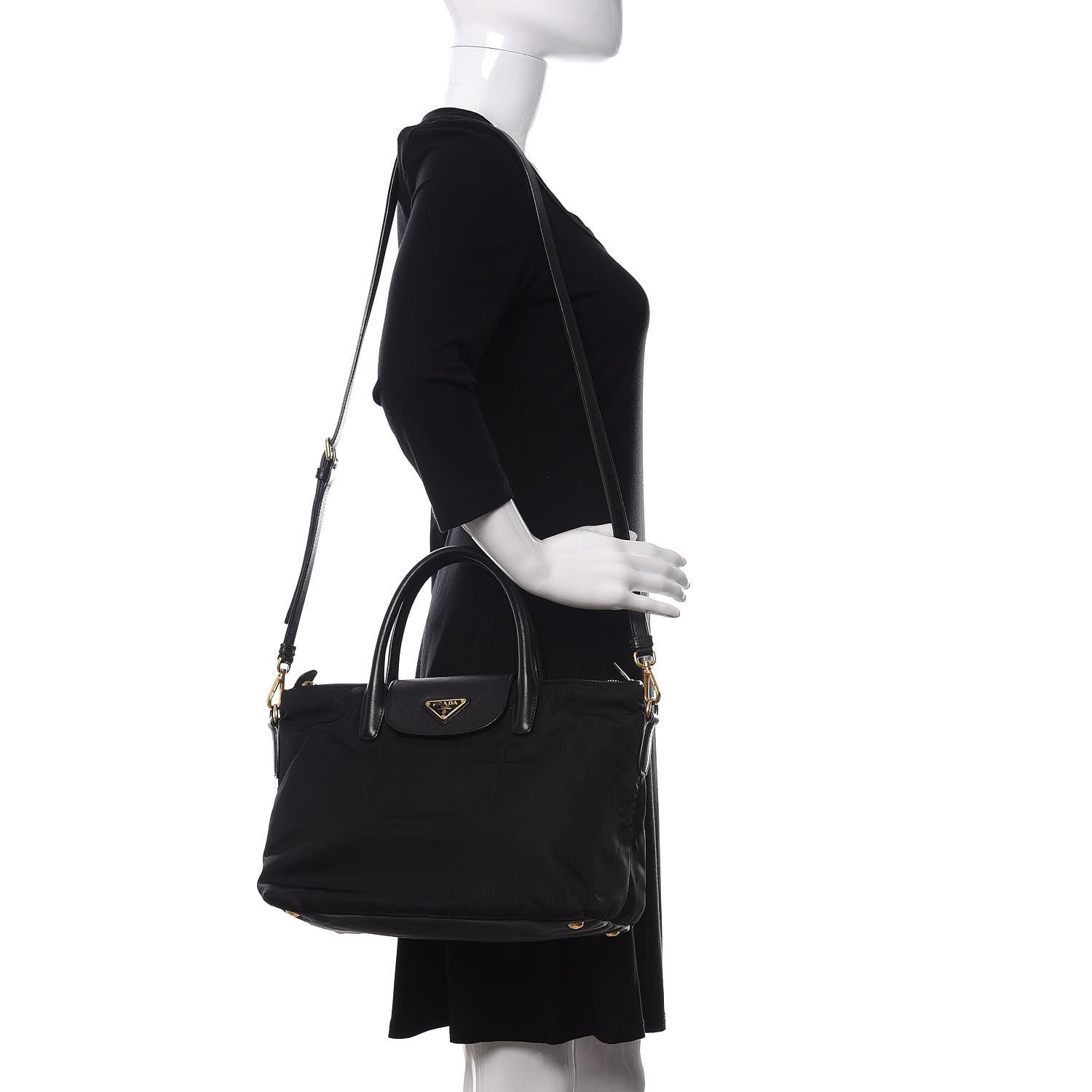 Prada Saffiano Tessuto Nylon Tote Black 2 of 9