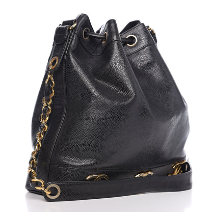 Chanel Caviar CC Drawstring Shoulder Bag Black 2 of 9