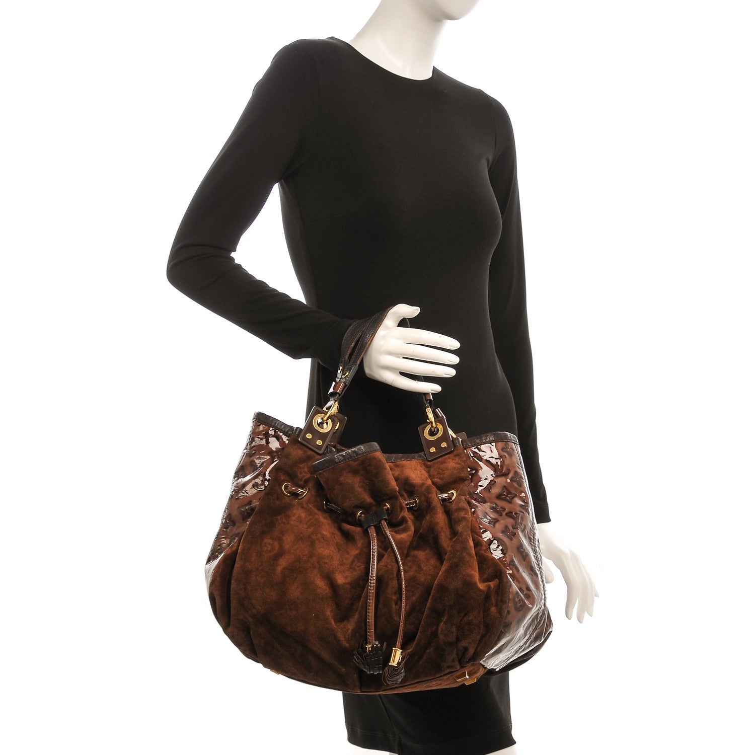 Louis Vuitton Suede Patent Monogram Irene Espresso 2 of 9