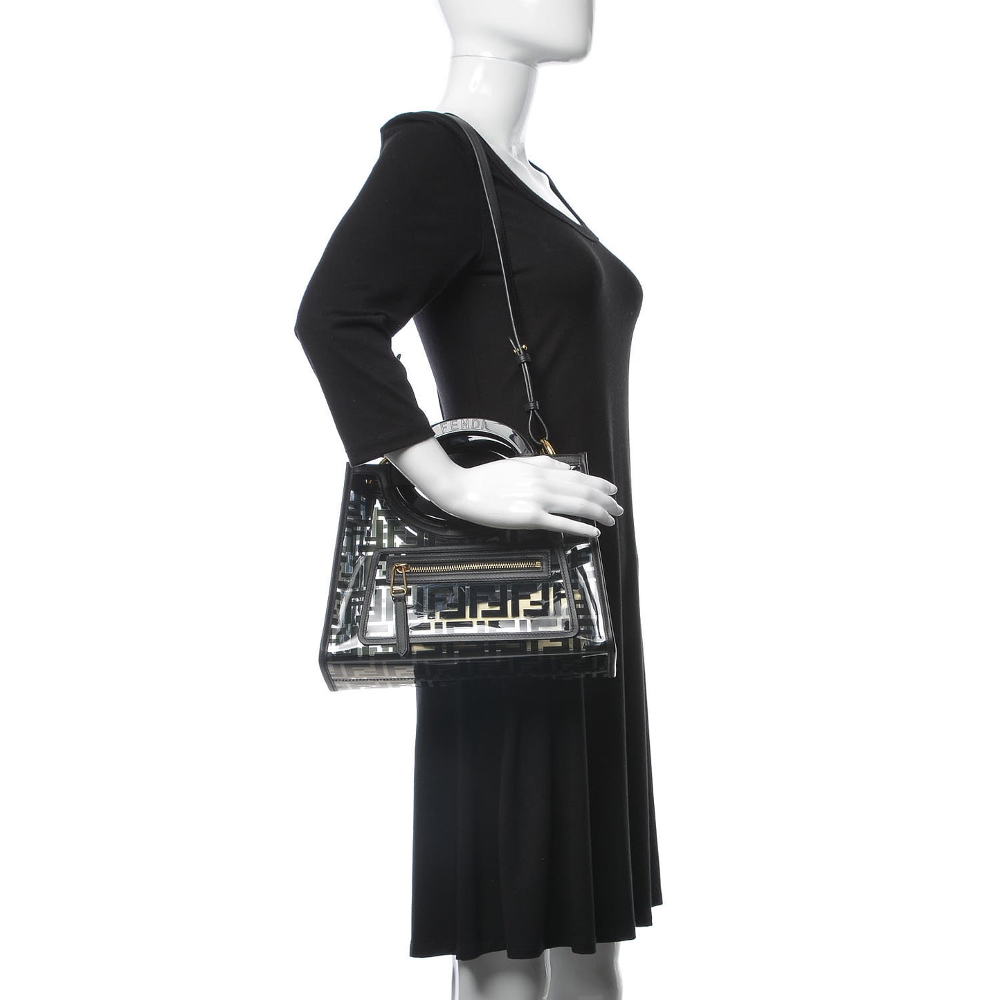 TPU FF Vitello Century Plexiglass Small Runaway Shopper Tote Black