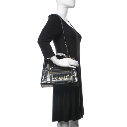 Fendi TPU FF Vitello Century Plexiglass Small Runaway Shopper Tote Black 2 of 7