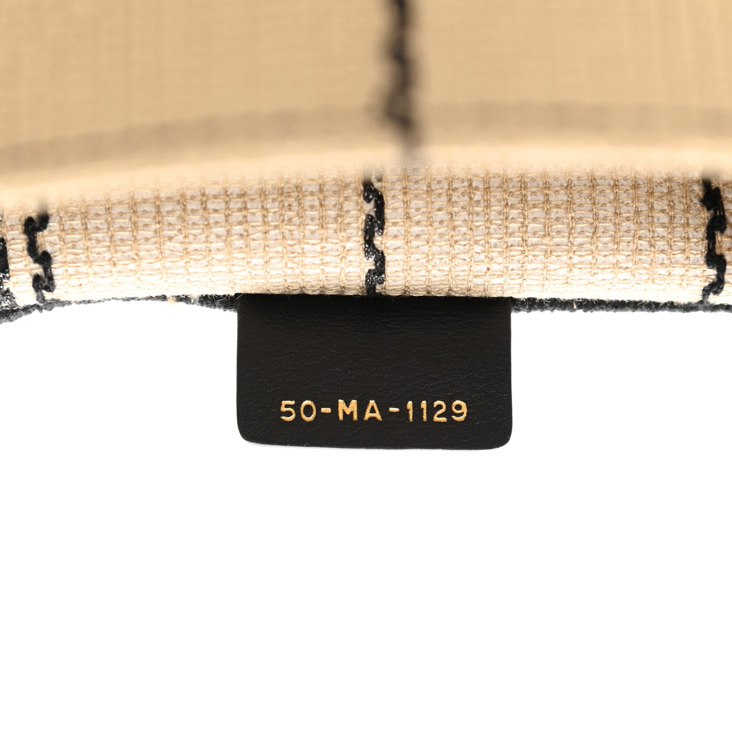 Canvas Embroidered Medium Bayadere Book Tote Black Beige